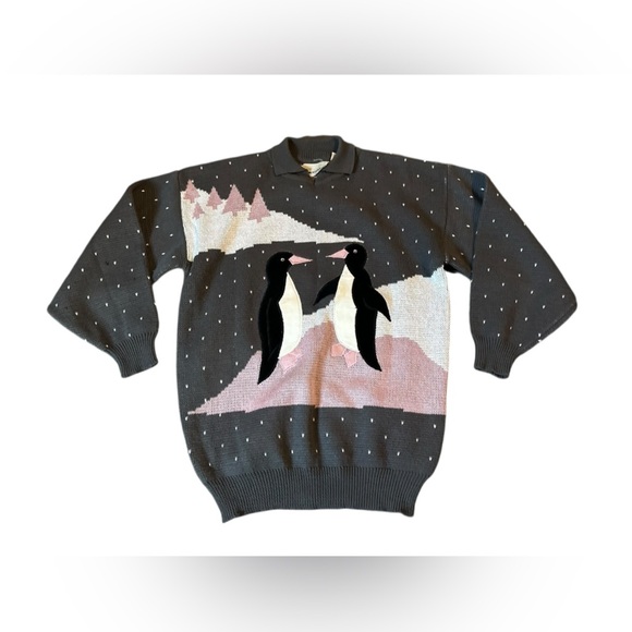 Penguin vintage, Pattern Gray Sweater, medium - Picture 10 of 13